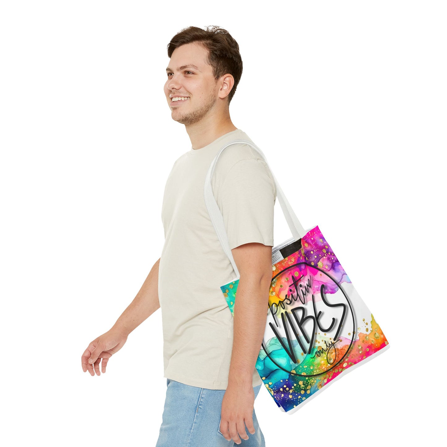 Colorful Tote Bag - Positive Vibes Only, Vibrant Tote, Happy Tote Bag, Cheerful Carryall, Fun Reusable Tote, Colorful Market Tote
