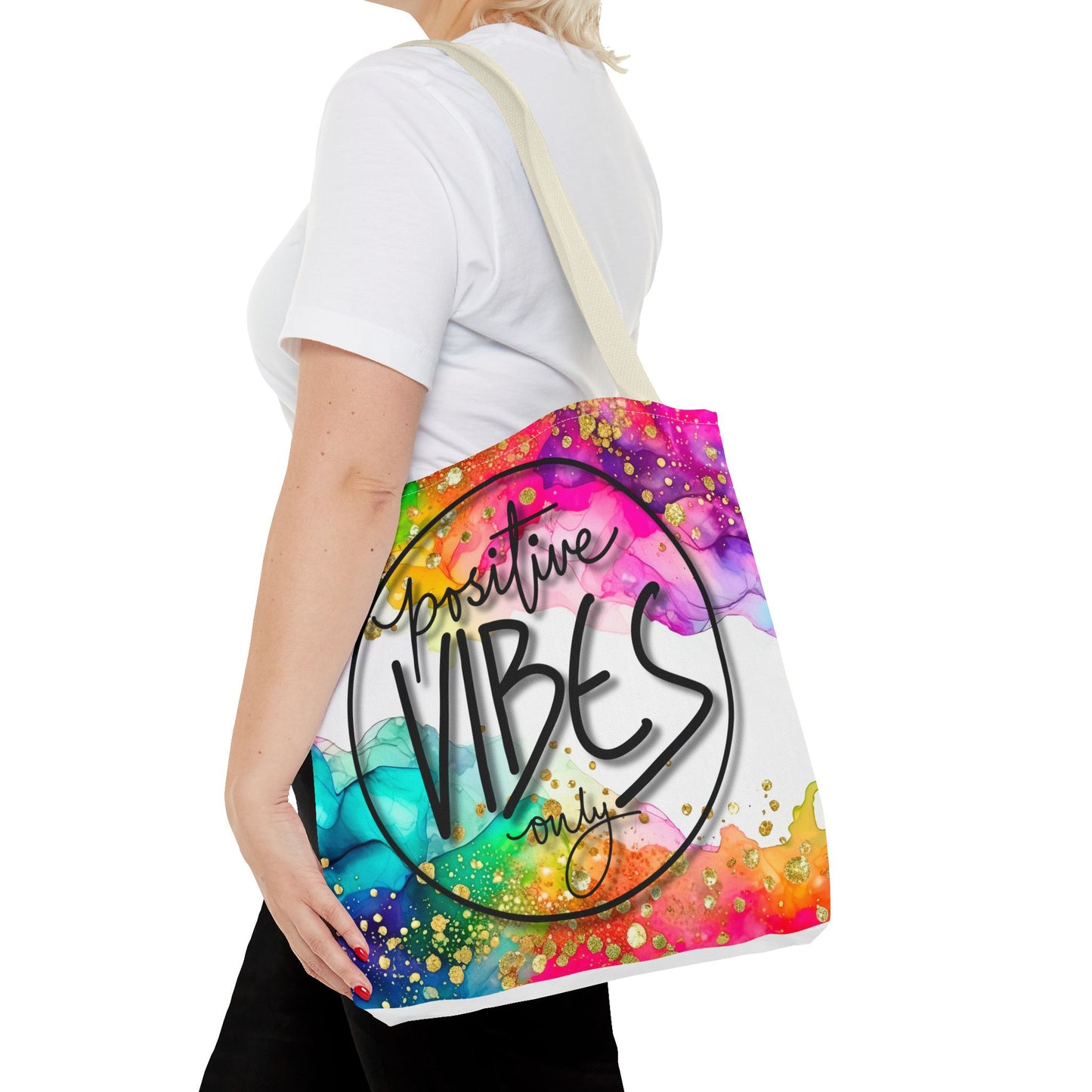 Colorful Tote Bag - Positive Vibes Only, Vibrant Tote, Happy Tote Bag, Cheerful Carryall, Fun Reusable Tote, Colorful Market Tote