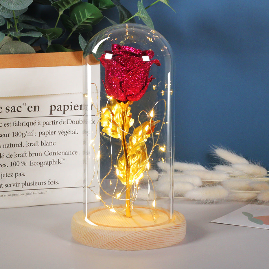 Valentines Day Gift For your LOVE Eternal Rose Flowers LED Light In Glass Cover Day Wedding Decoration Favors Mother Day Female Gift  Gift