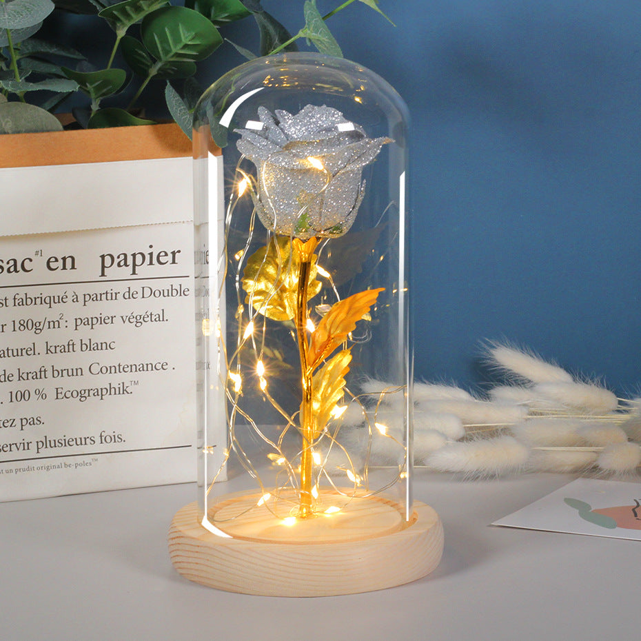 Valentines Day Gift For your LOVE Eternal Rose Flowers LED Light In Glass Cover Day Wedding Decoration Favors Mother Day Female Gift  Gift