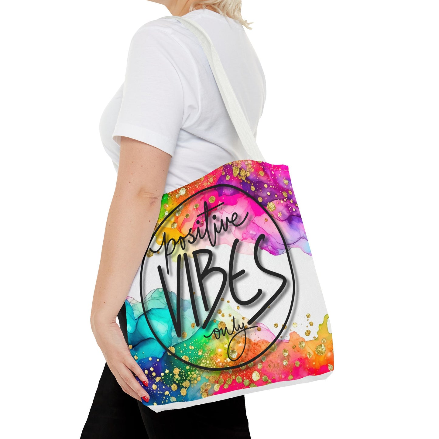 Colorful Tote Bag - Positive Vibes Only, Vibrant Tote, Happy Tote Bag, Cheerful Carryall, Fun Reusable Tote, Colorful Market Tote