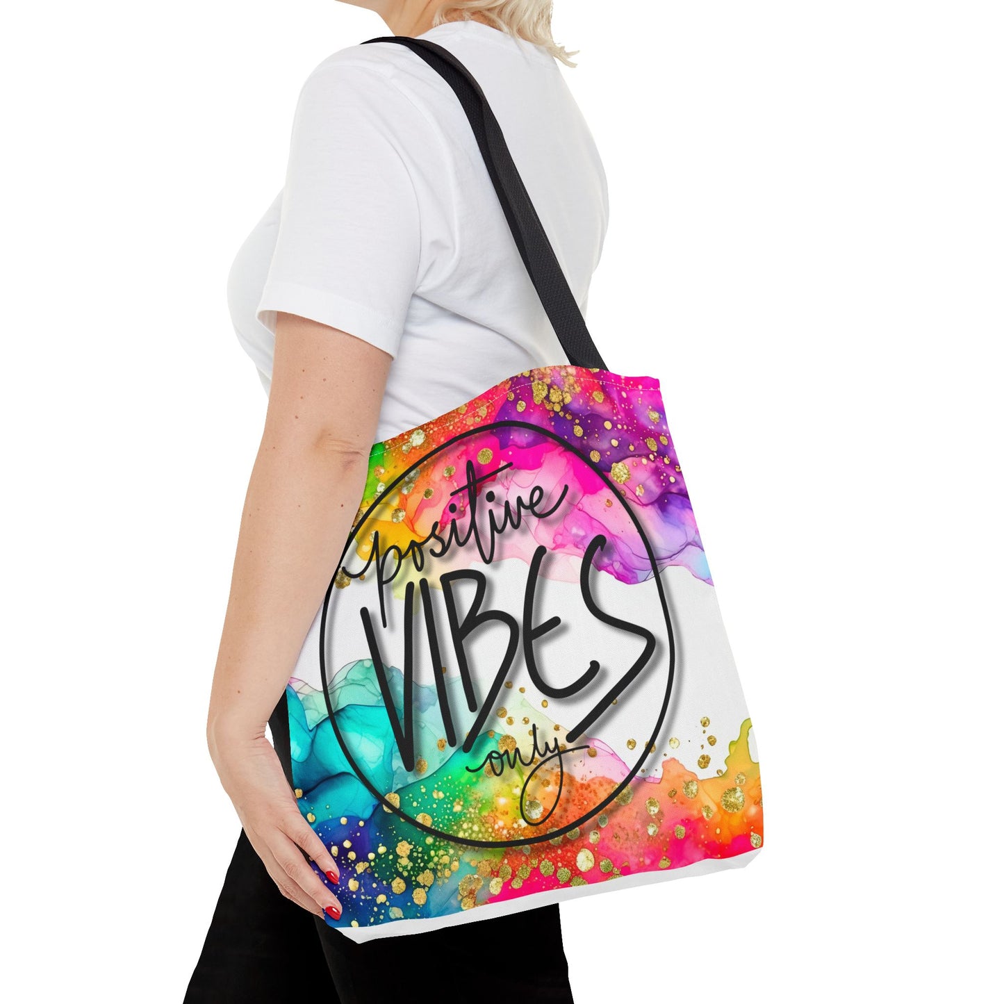 Colorful Tote Bag - Positive Vibes Only, Vibrant Tote, Happy Tote Bag, Cheerful Carryall, Fun Reusable Tote, Colorful Market Tote