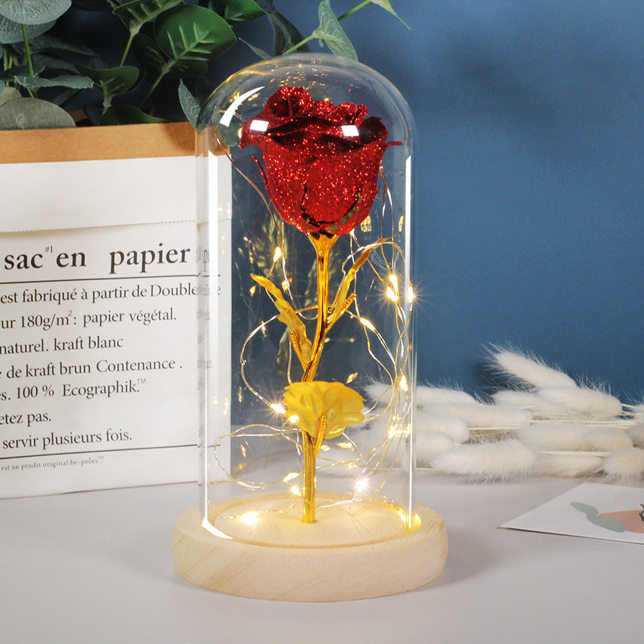 Valentines Day Gift For your LOVE Eternal Rose Flowers LED Light In Glass Cover Day Wedding Decoration Favors Mother Day Female Gift  Gift