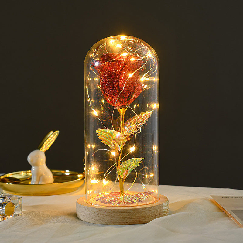 Valentines Day Gift For your LOVE Eternal Rose Flowers LED Light In Glass Cover Day Wedding Decoration Favors Mother Day Female Gift  Gift